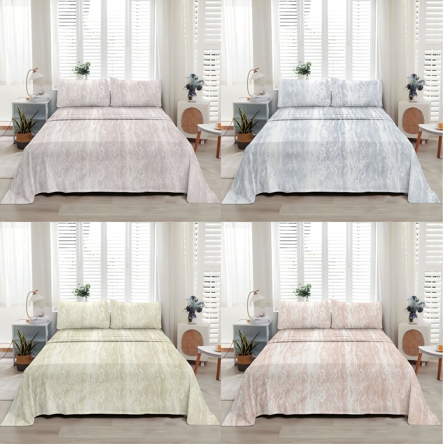 Marble (Blue) The Elegance Collection - Cotton King Size Bedsheet