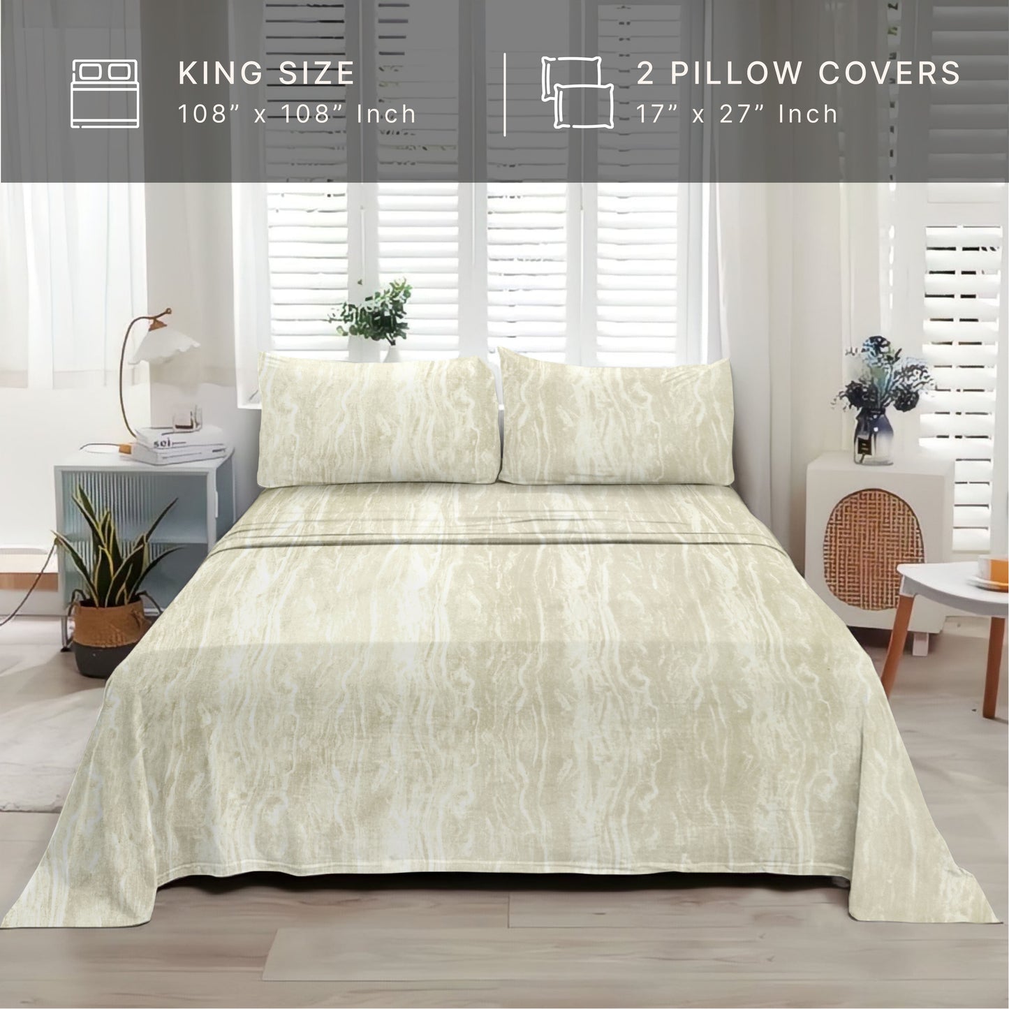 Marble (Lemon) The Elegance Collection - Cotton King Size Bedsheet