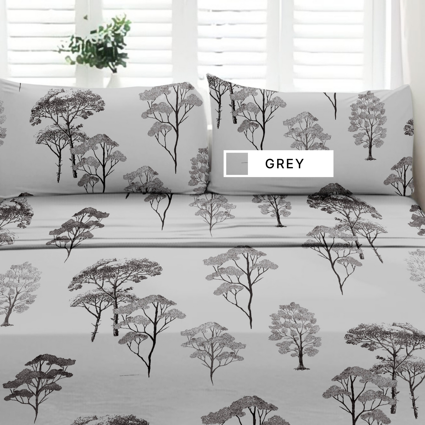 Woodland (Grey) The Elegance Collection - Cotton King Size Bedsheet