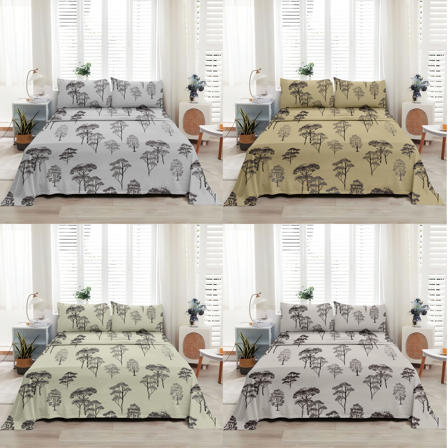 Woodland (Grey) The Elegance Collection - Cotton King Size Bedsheet