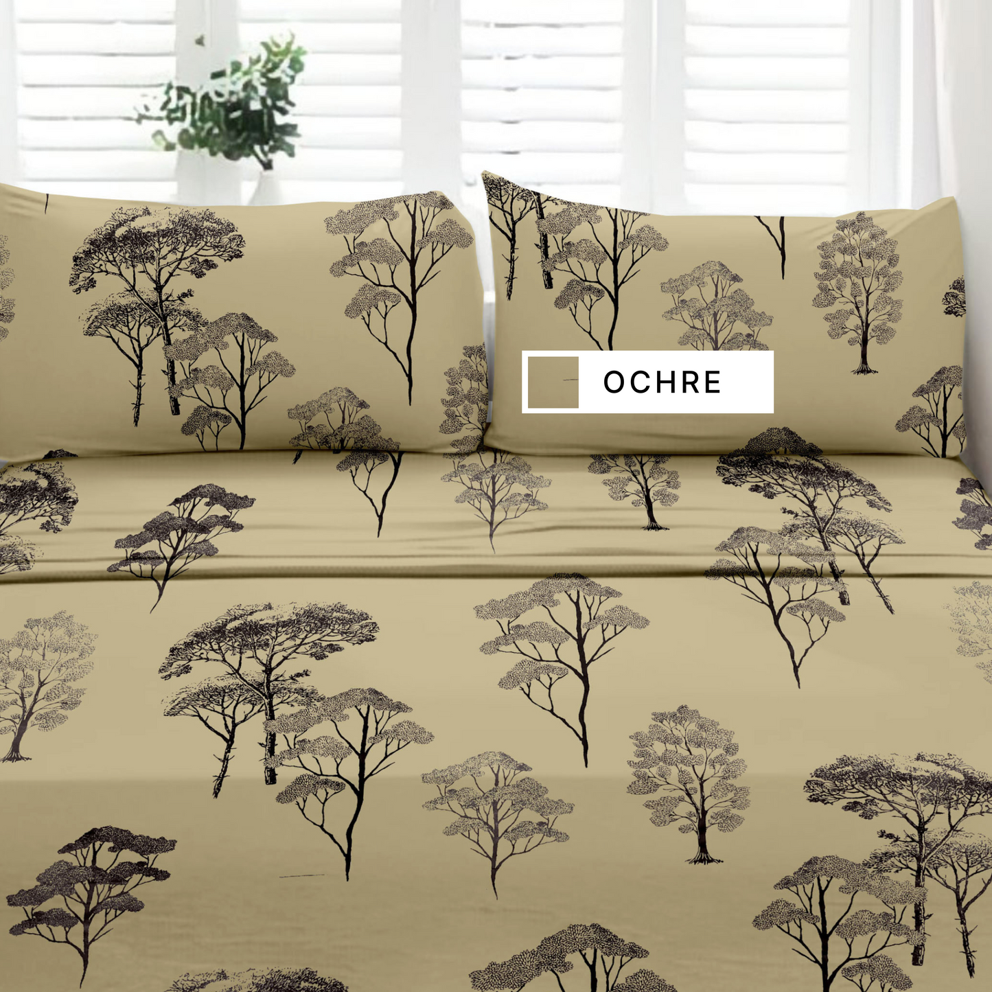 Woodland (Ochre) The Elegance Collection - Cotton King Size Bedsheet