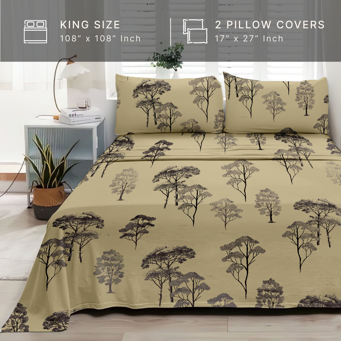 Woodland (Ochre) The Elegance Collection - Cotton King Size Bedsheet