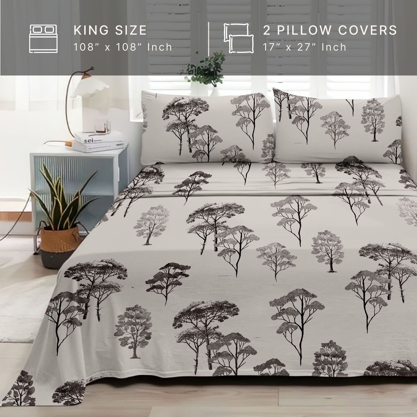 Woodland (Lavender) The Elegance Collection - Cotton King Size Bedsheet