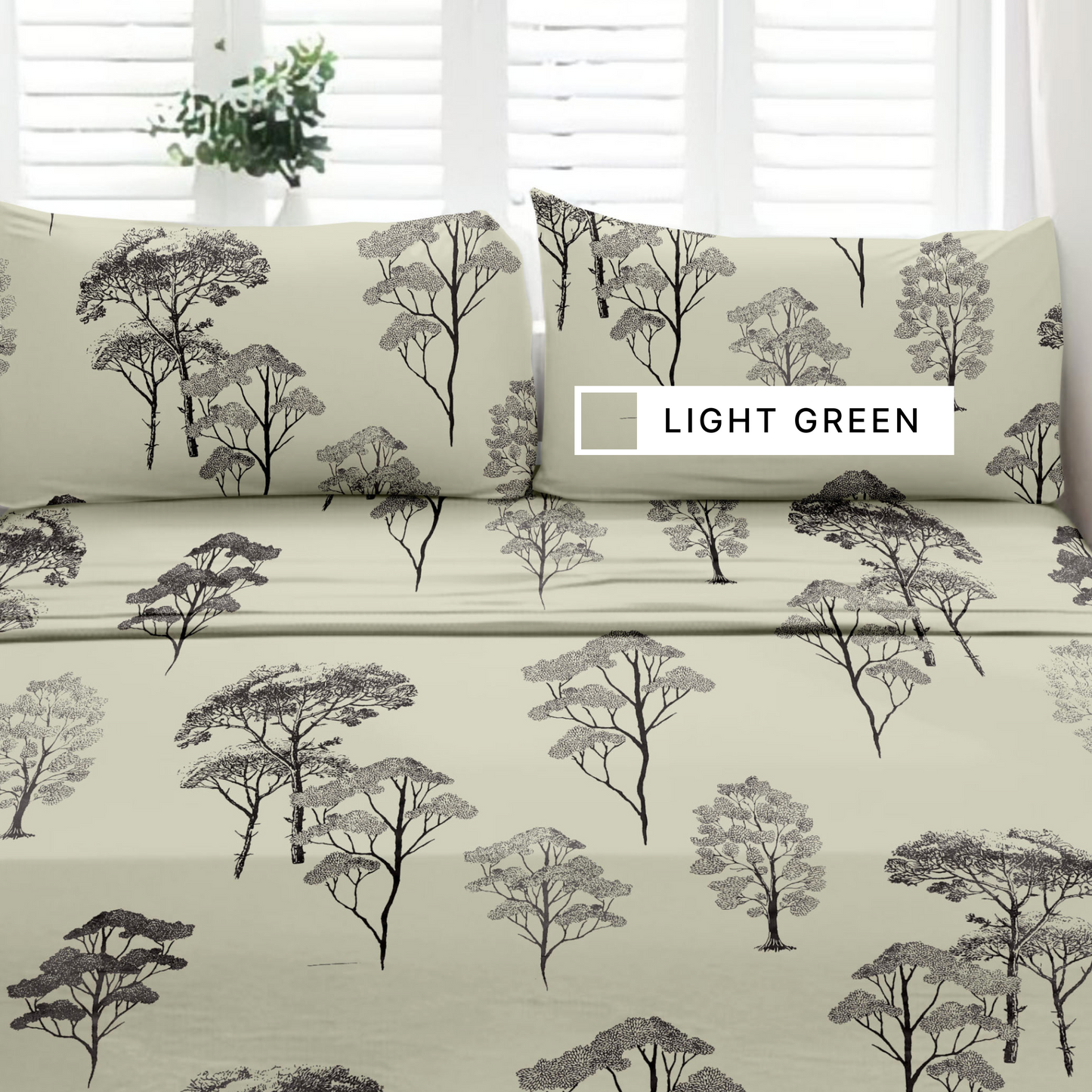 Woodland (Light Green) The Elegance Collection - Cotton King Size Bedsheet