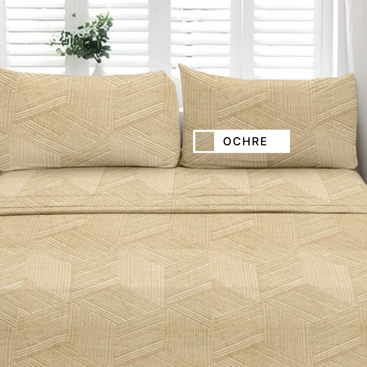 HexaPlay (Ochre) The Elegance Collection - Cotton King Size Bedsheet