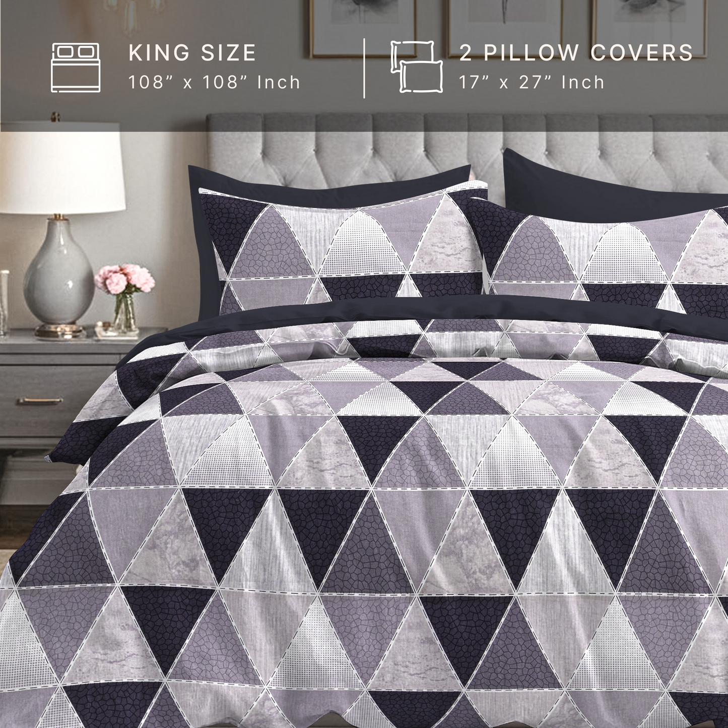 StoneCraft (Purple) The Elegance Collection - Cotton King Size Bedsheet