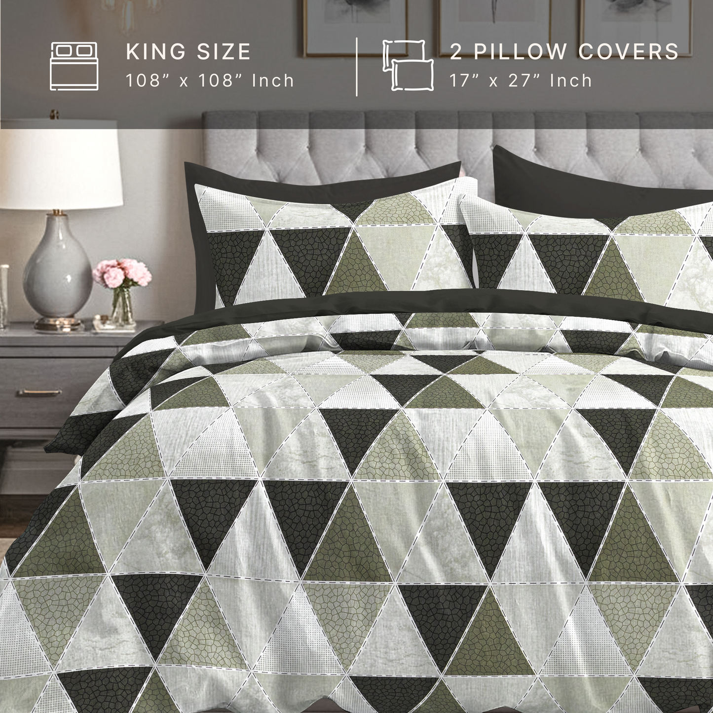 StoneCraft (Olive) The Elegance Collection - Cotton King Size Bedsheet