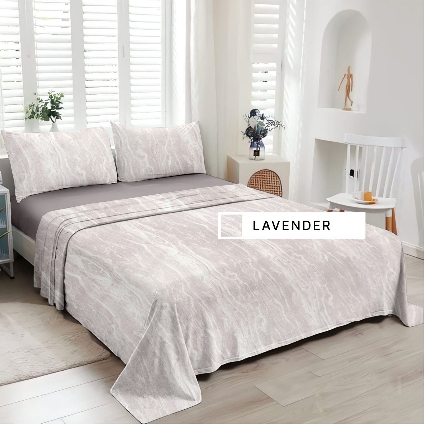 Marble (Lavender) The Elegance Collection - Cotton King Size Bedsheet