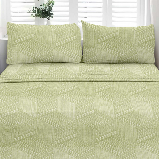 HexaPlay (Green) The Elegance Collection - Cotton King Size Bedsheet