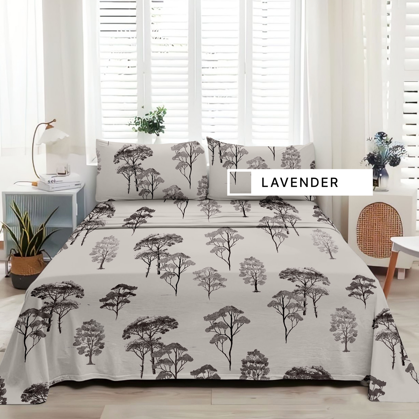 Woodland (Lavender) The Elegance Collection - Cotton King Size Bedsheet