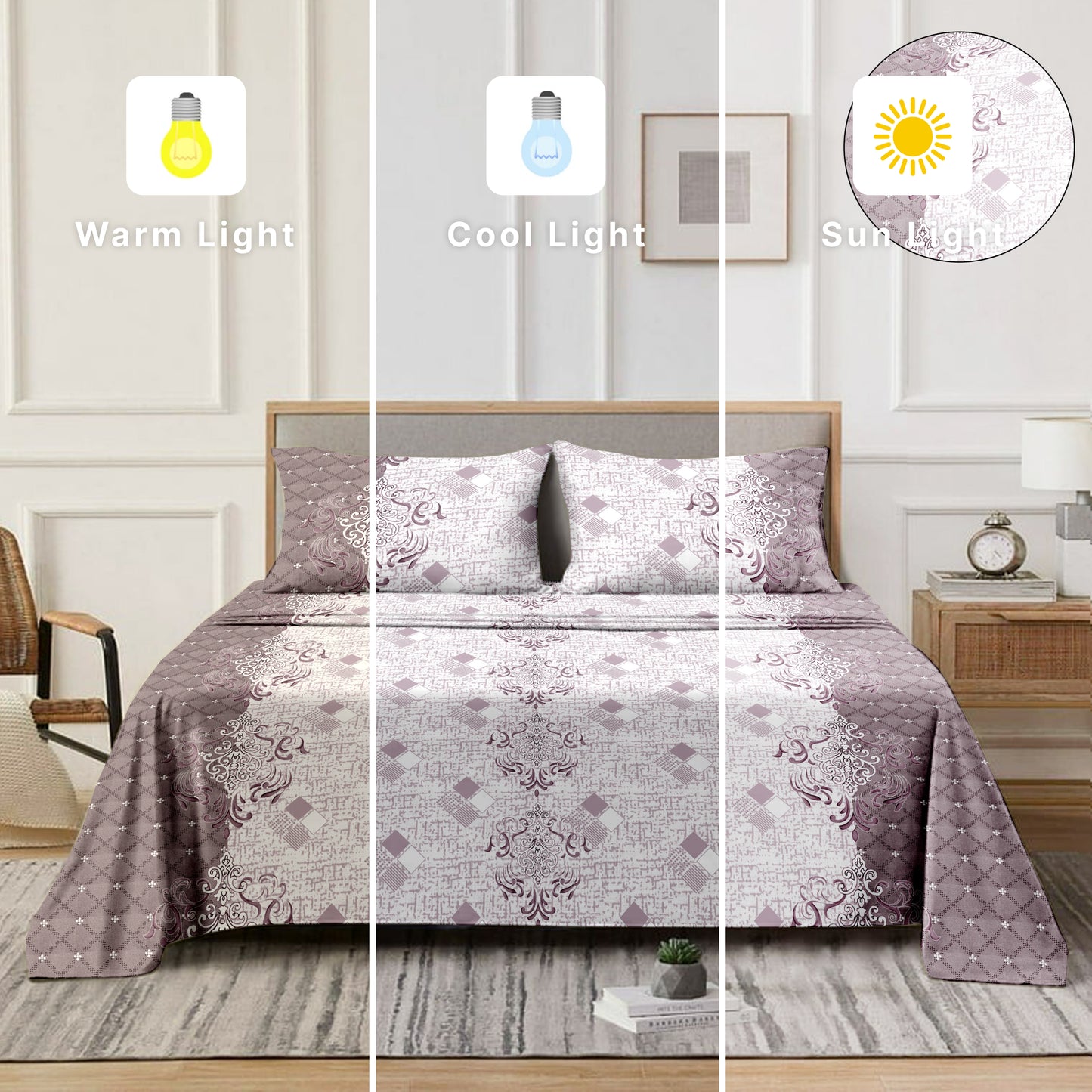 Petalgrid (Purple) The Classic Collection Cotton Queen Size Bedsheet