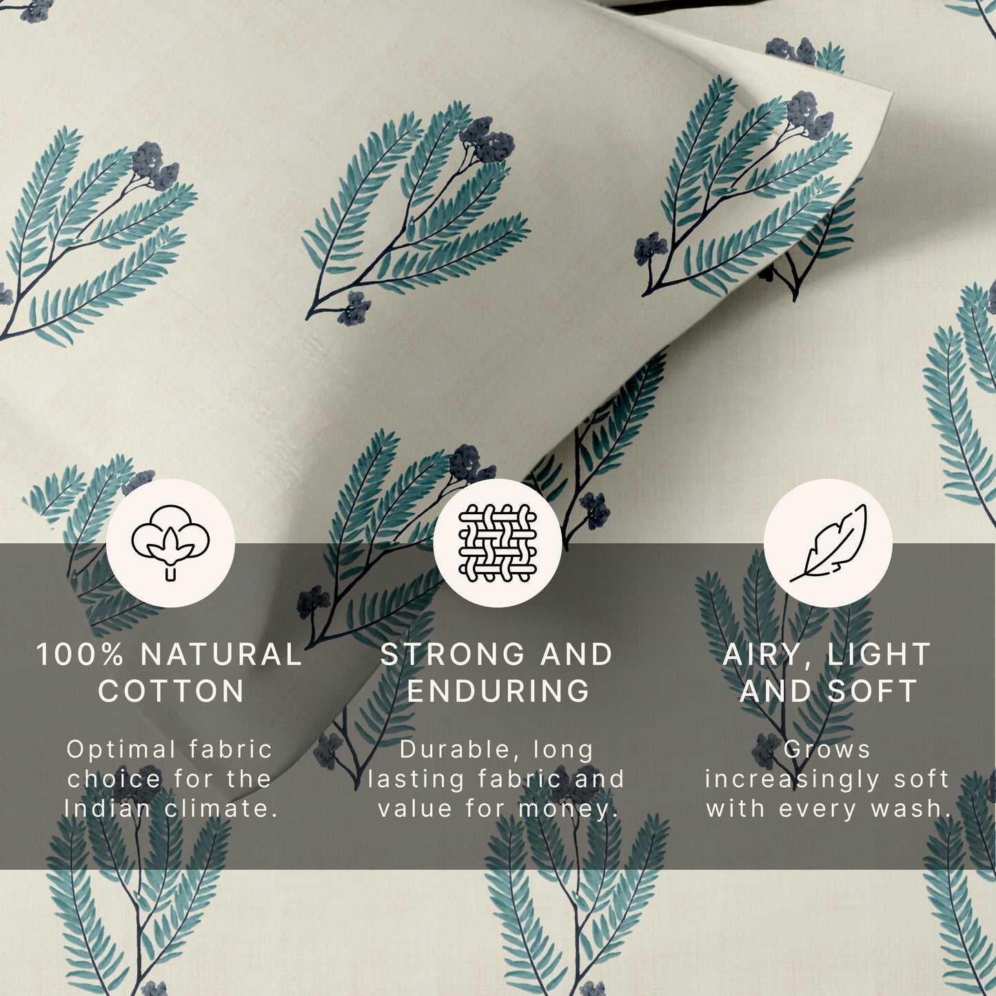 Blossom (Sea Green) The Elegance Collection Cotton King Size Bedsheet