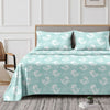 Flowery (Sky Blue) The Classic Collection Cotton Queen Size Bedsheet