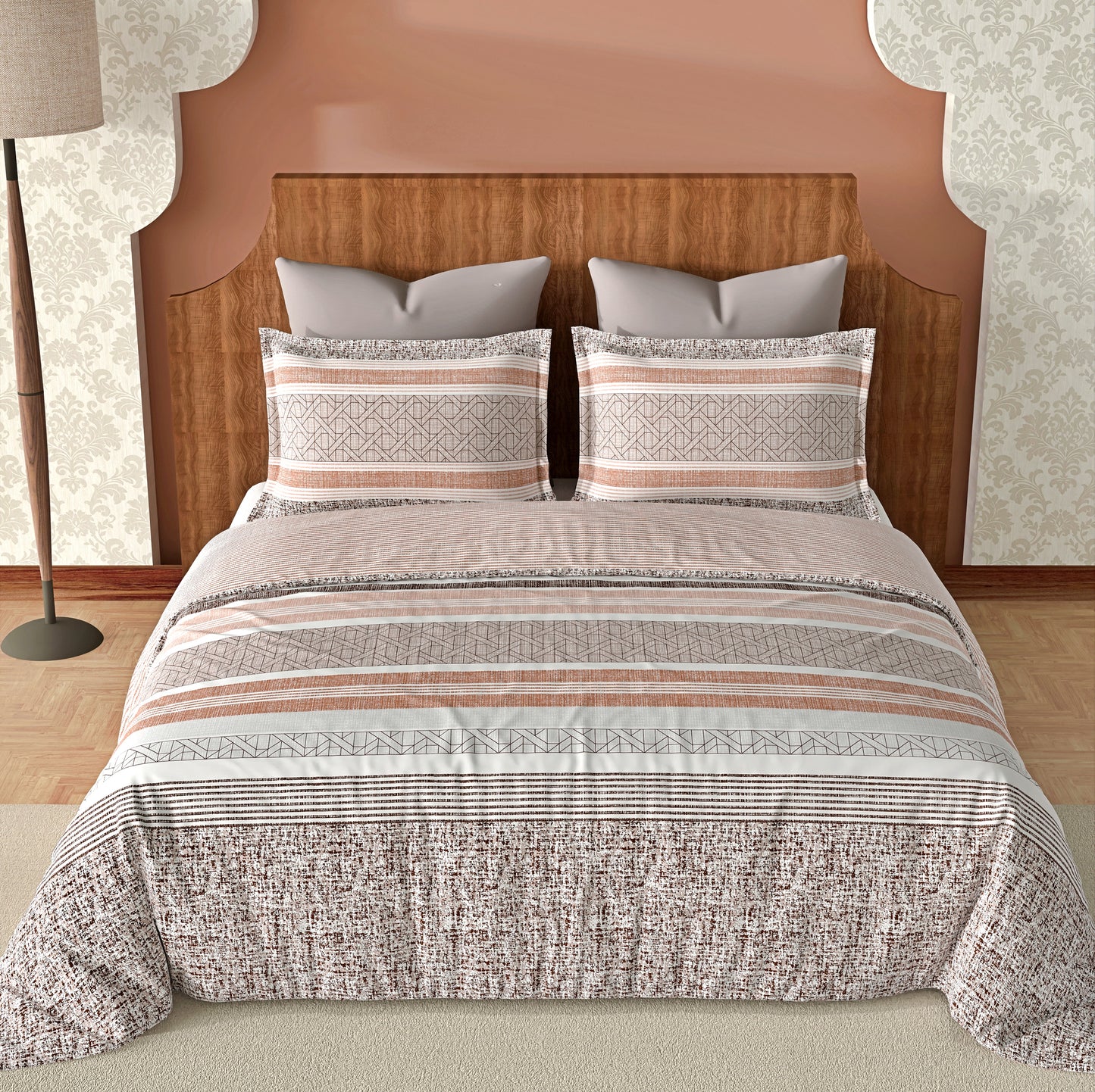 Strata (Peach) The Imperial Collection Cotton King Size Bedsheet