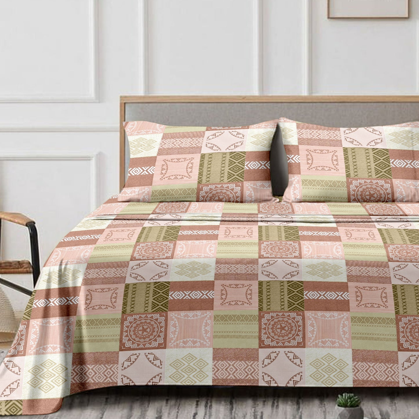 Boxed (Peach) The Classic Collection Cotton Queen Size Bedsheet