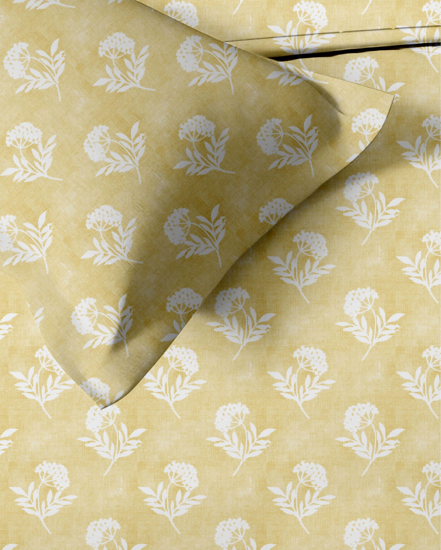 Flowery (Yellow) The Classic Collection Cotton Queen Size Bedsheet