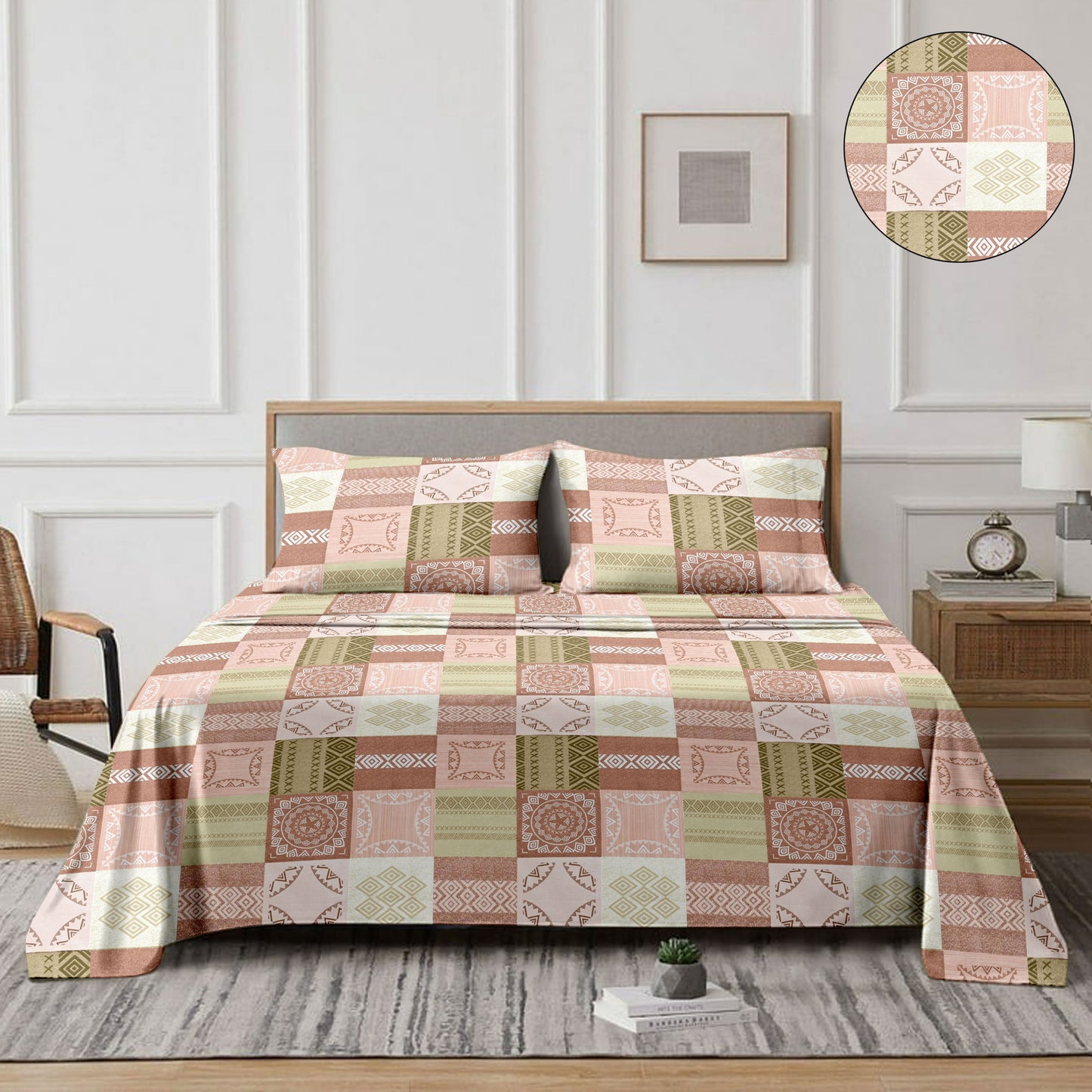 Boxed (Peach) The Classic Collection Cotton Queen Size Bedsheet