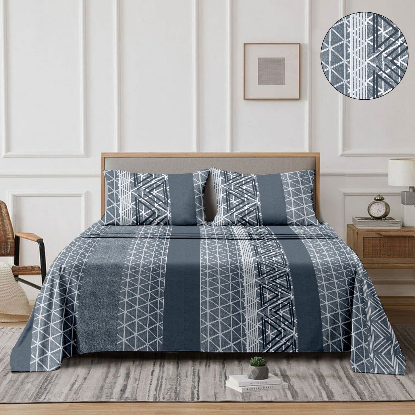 Belted (Blue) The Classic Collection Cotton Queen Size Bedsheet