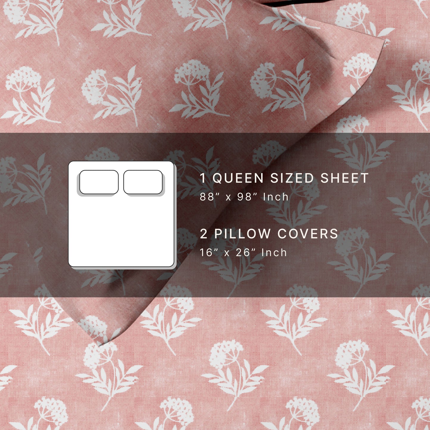 Flowery (Peach) The Classic Collection Cotton Queen Size Bedsheet