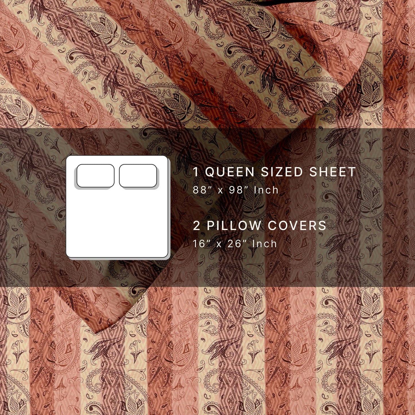 Striped (Ochre) The Classic Collection Cotton Queen Size Bedsheet