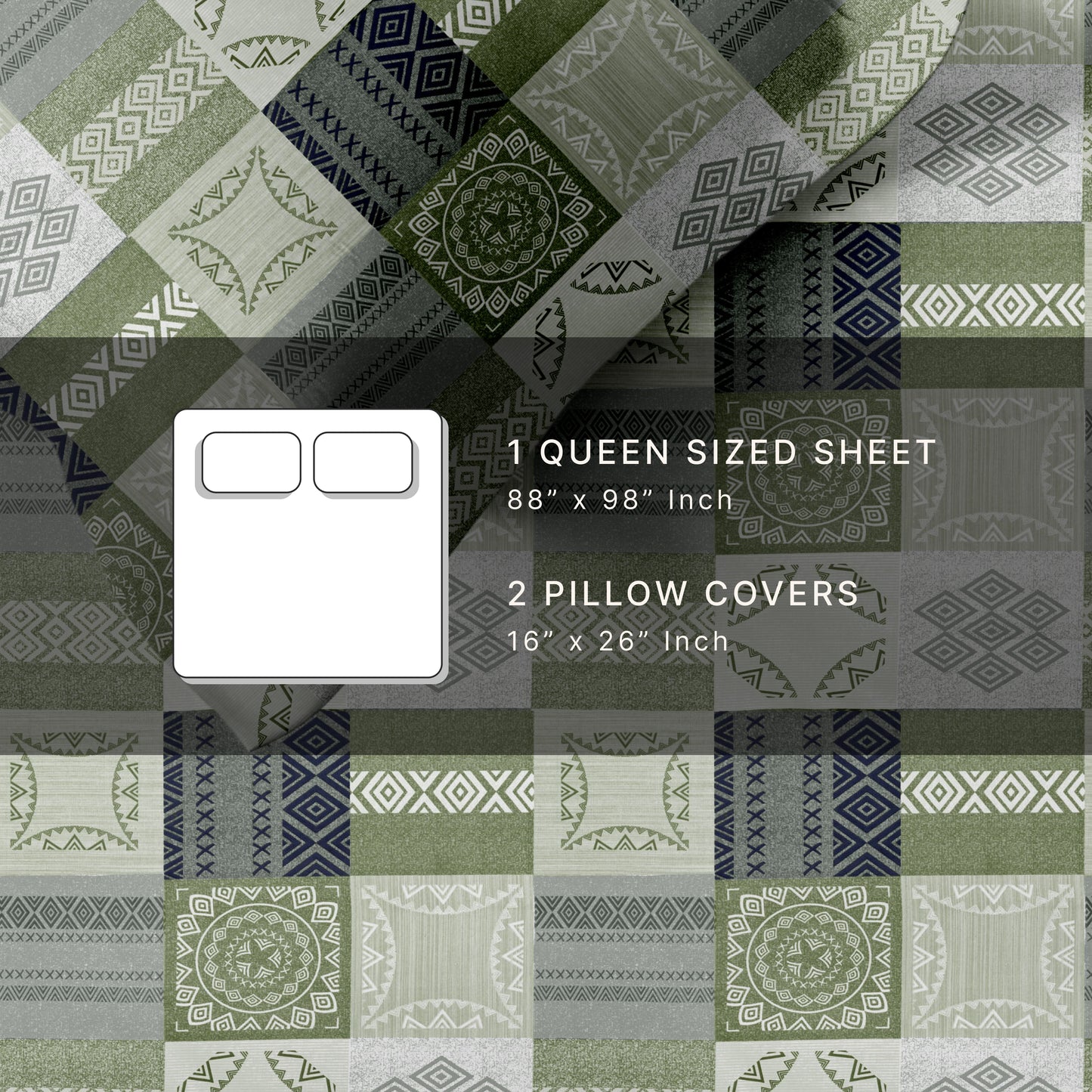 Boxed (Green) The Classic Collection Cotton Queen Size Bedsheet