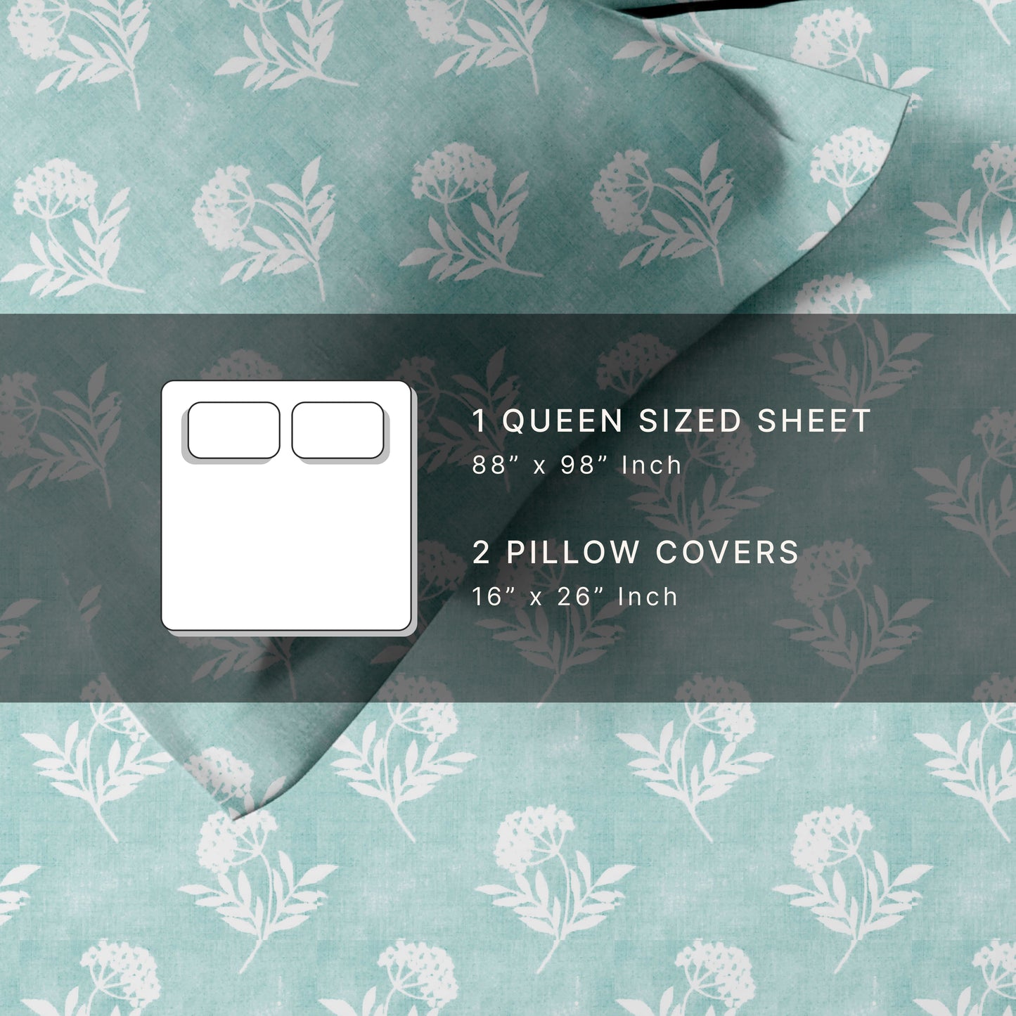 Flowery (Sky Blue) The Classic Collection Cotton Queen Size Bedsheet