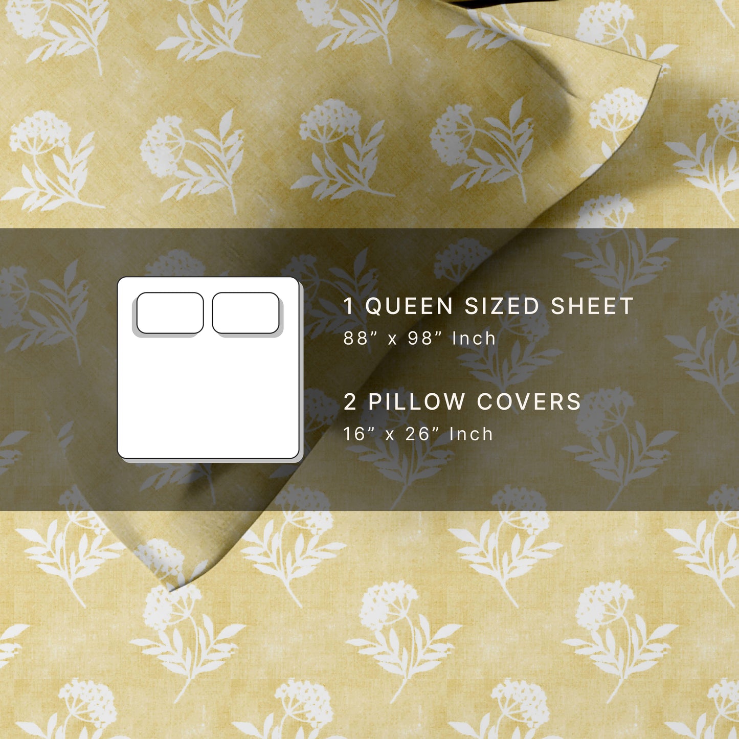 Flowery (Yellow) The Classic Collection Cotton Queen Size Bedsheet