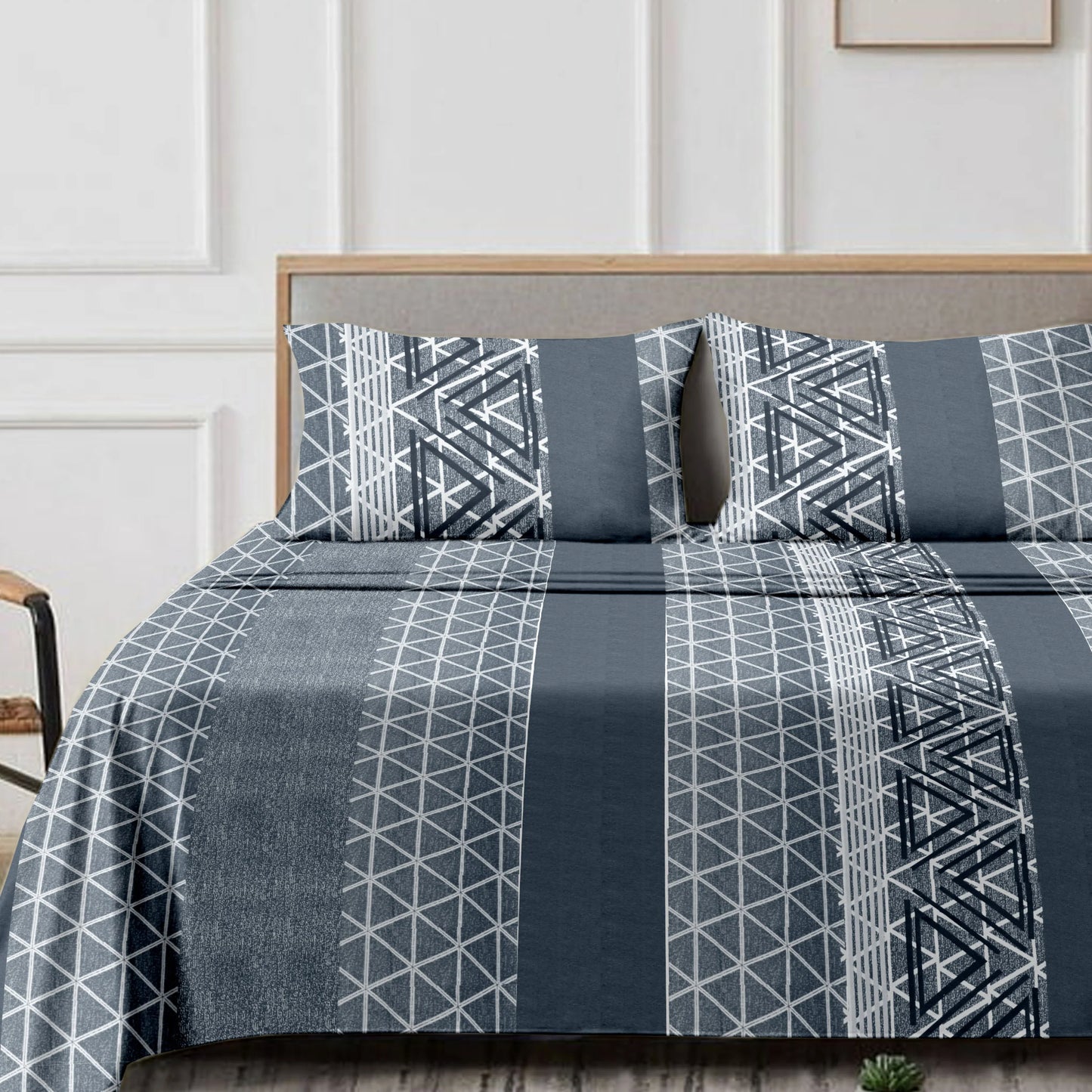 Belted (Blue) The Classic Collection Cotton Queen Size Bedsheet