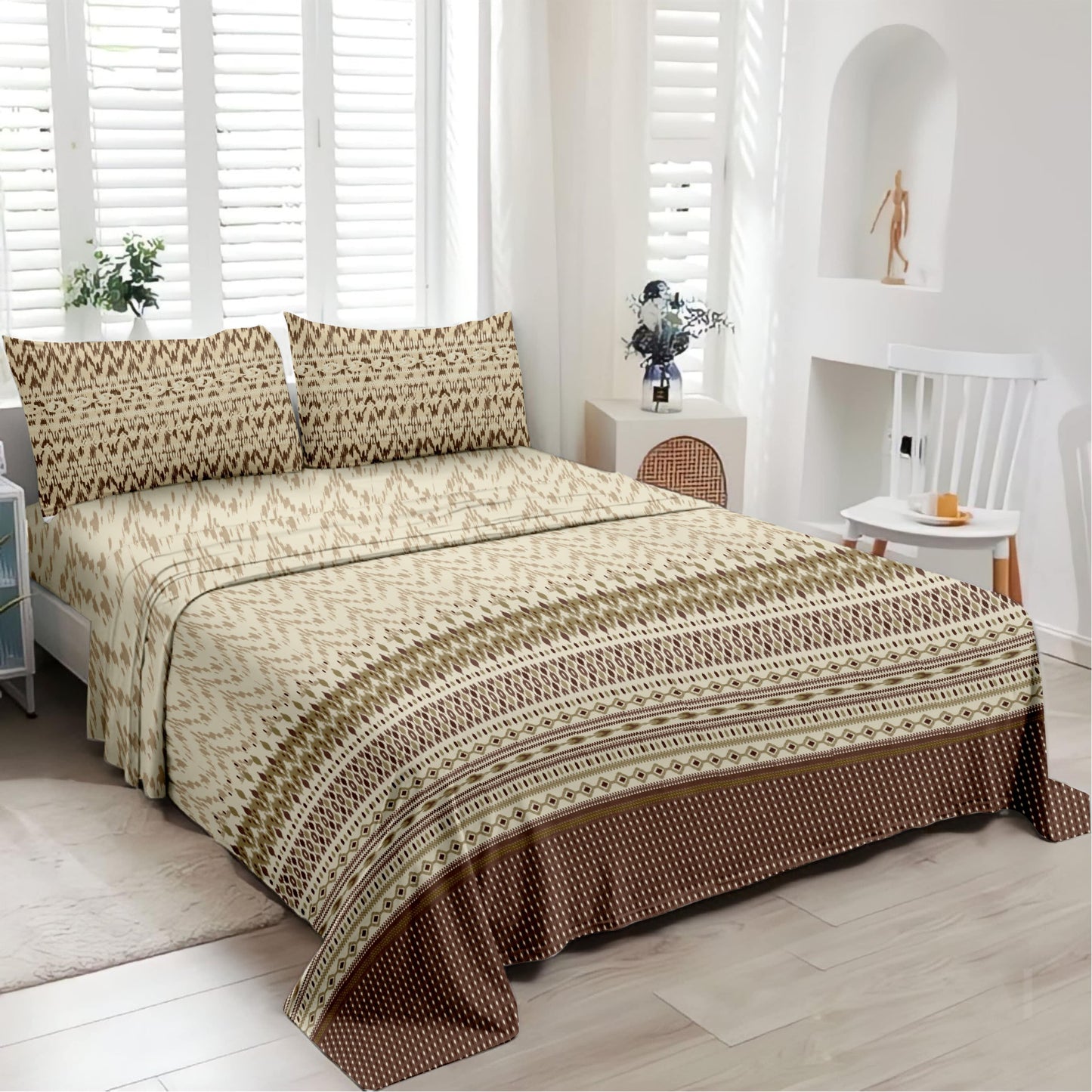 Timeless (Brown) The Royal Lux Collection Cotton King Size Bedsheet