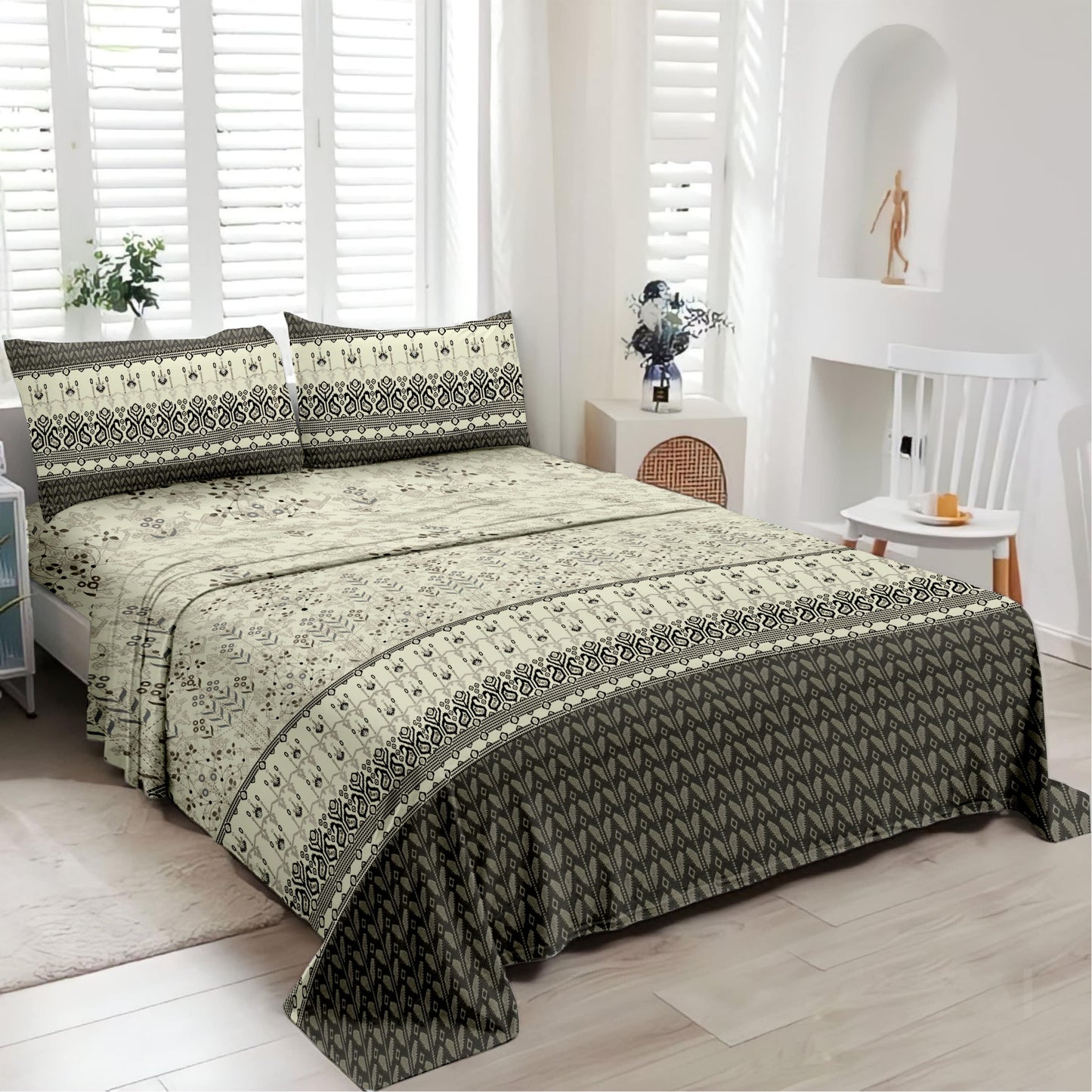 Majestic (Olive Green) The Royal Lux Collection Cotton King Size Bedsheet