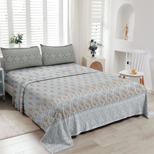 Rustic (Grey) The Royal Lux Collection Cotton King Size Bedsheet