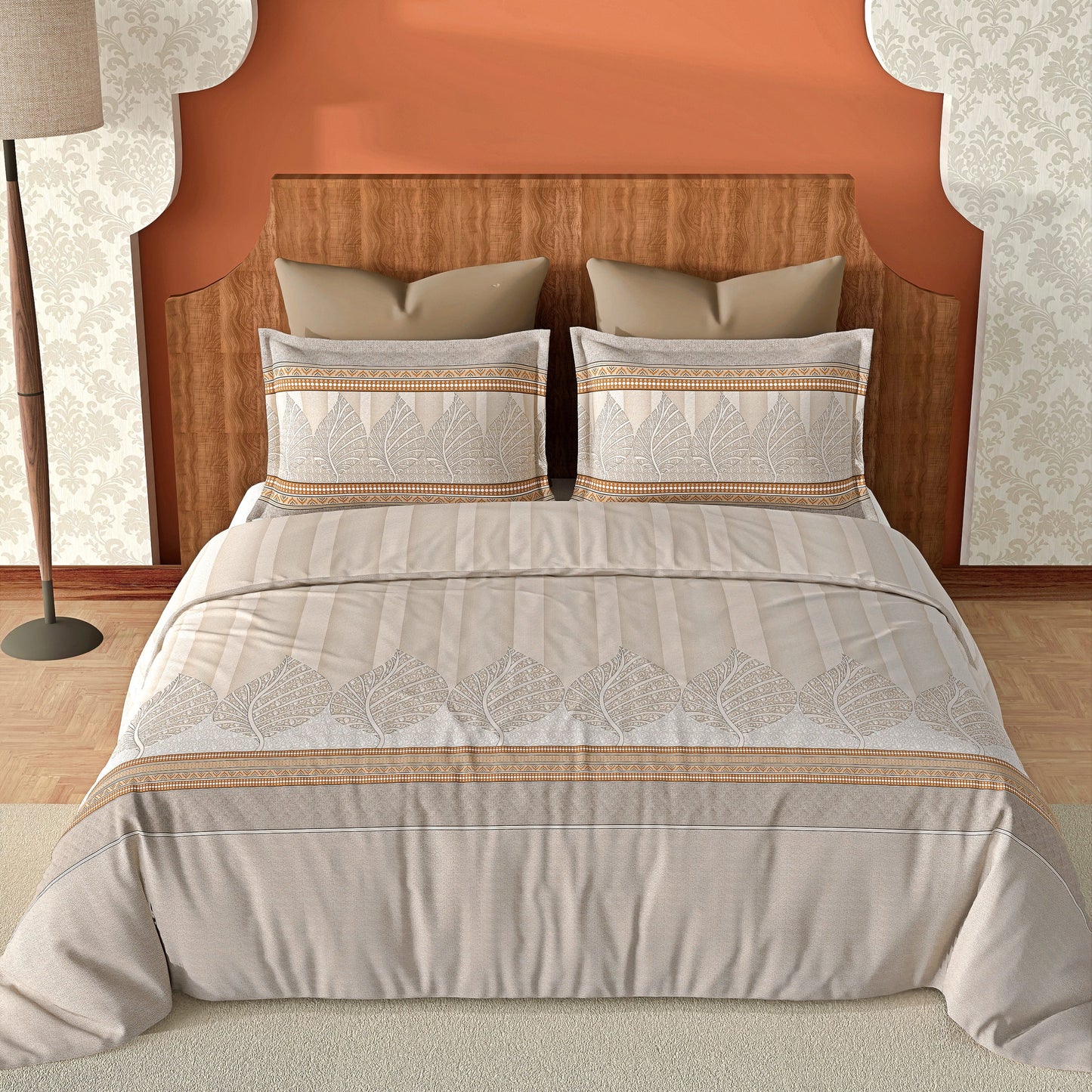 Leafluxe (Beige) The Imperial Collection Cotton King Size Bedsheet