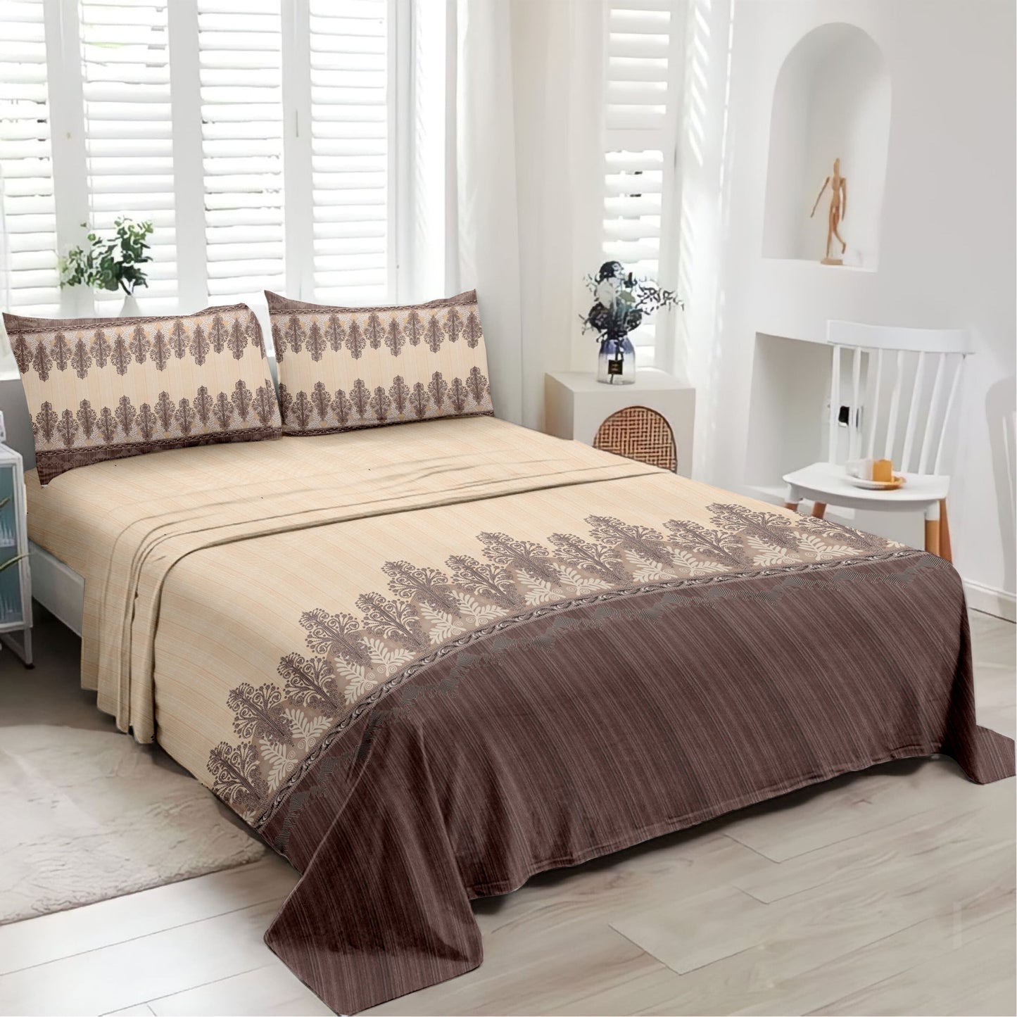 Legacy (Brown) The Royal Lux Collection Cotton King Size Bedsheet