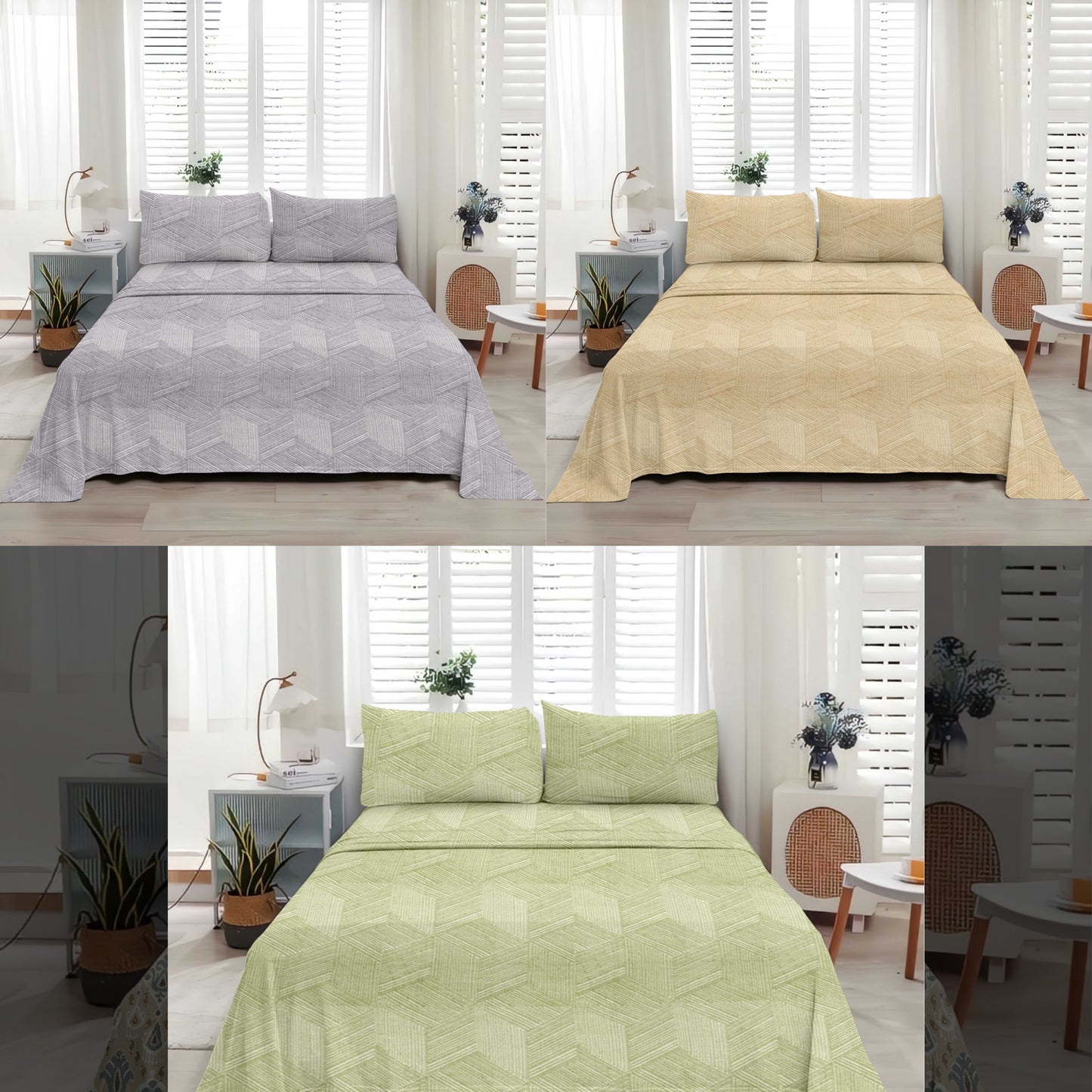 HexaPlay (Ochre) The Elegance Collection - Cotton King Size Bedsheet