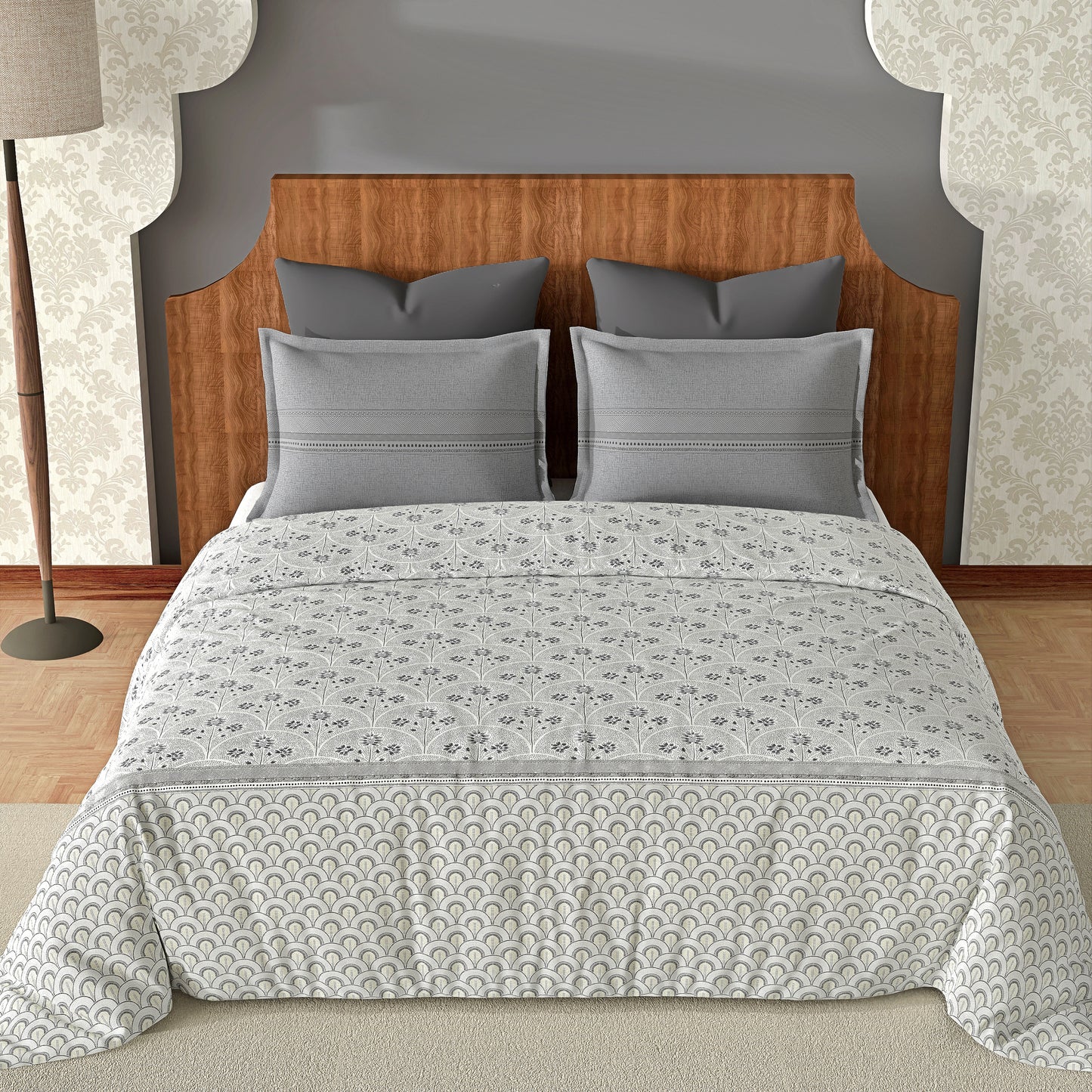 Rosewood (Grey) The Imperial Collection Cotton King Size Bedsheet