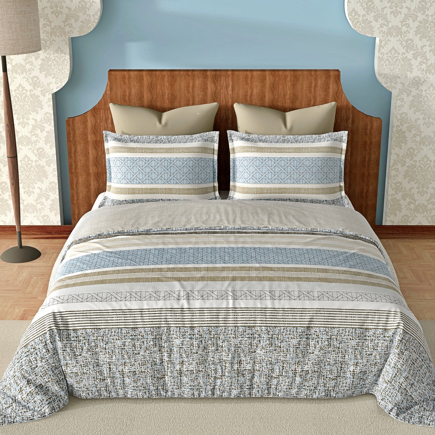 Strata (Blue) The Imperial Collection Cotton King Size Bedsheet