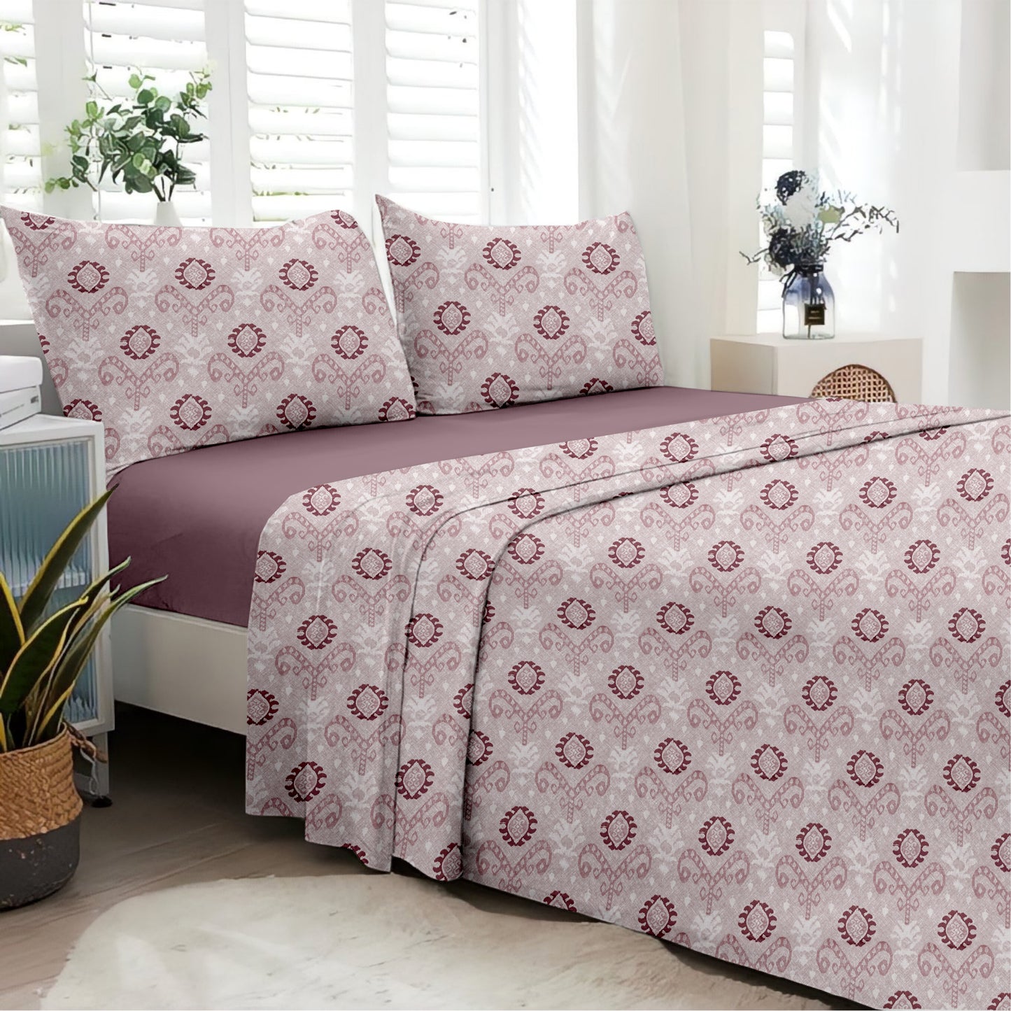 Elemental (Pink) The Elegance Collection Cotton King Size Bedsheet