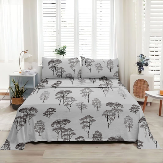 Woodland (Grey) The Elegance Collection - Cotton King Size Bedsheet