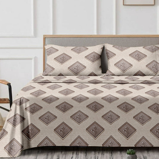 Diamond (Brown) The Classic Collection Cotton Queen Size Bedsheet