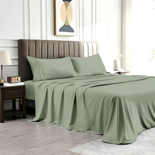 Solid Serenity (Green) Cotton King Size Bedsheet