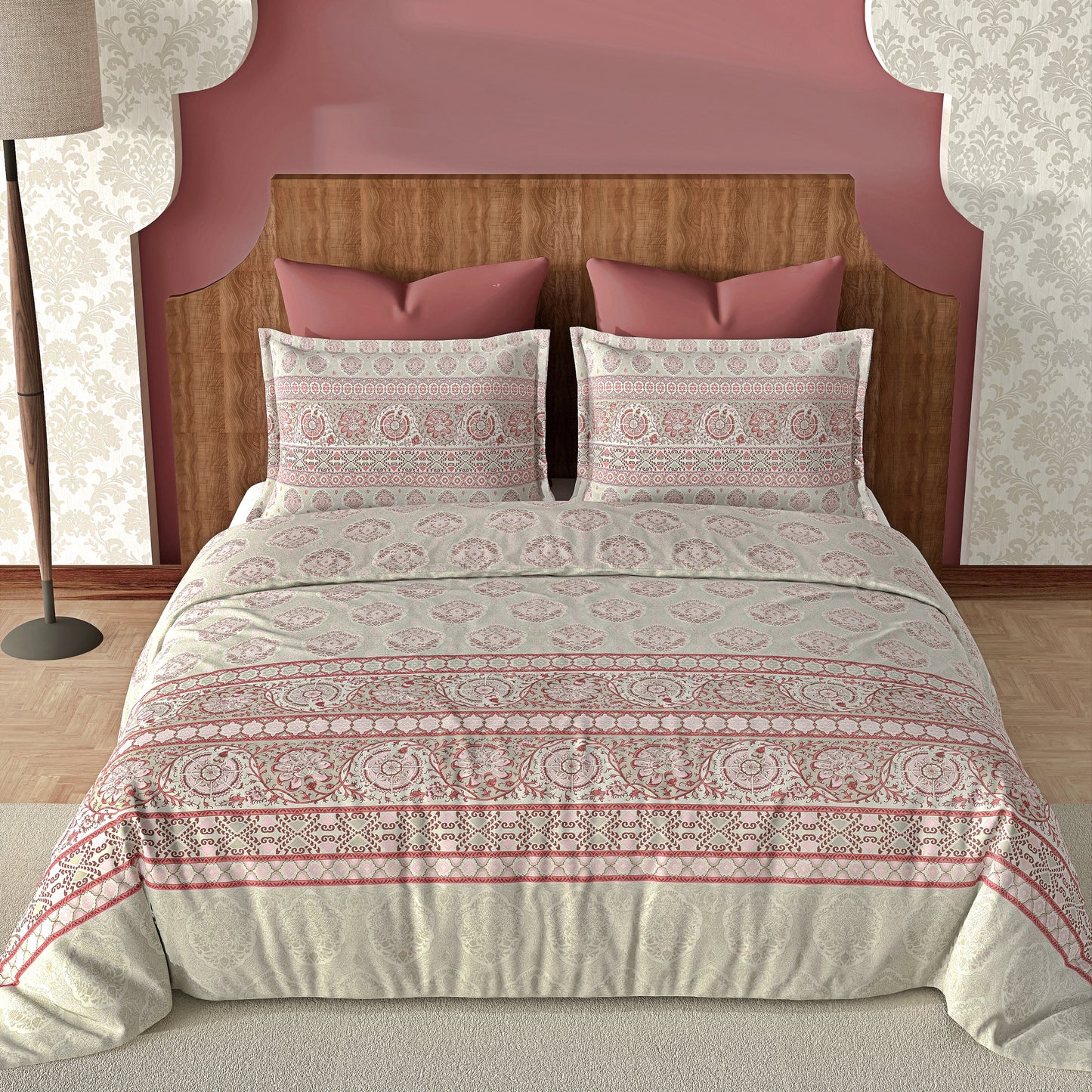 Medallion (Pink) The Imperial Collection Cotton King Size Bedsheet