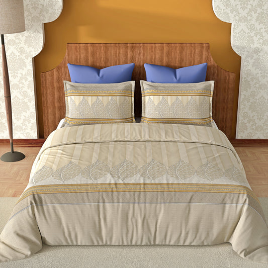 Leafluxe (Golden) The Imperial Collection Cotton King Size Bedsheet