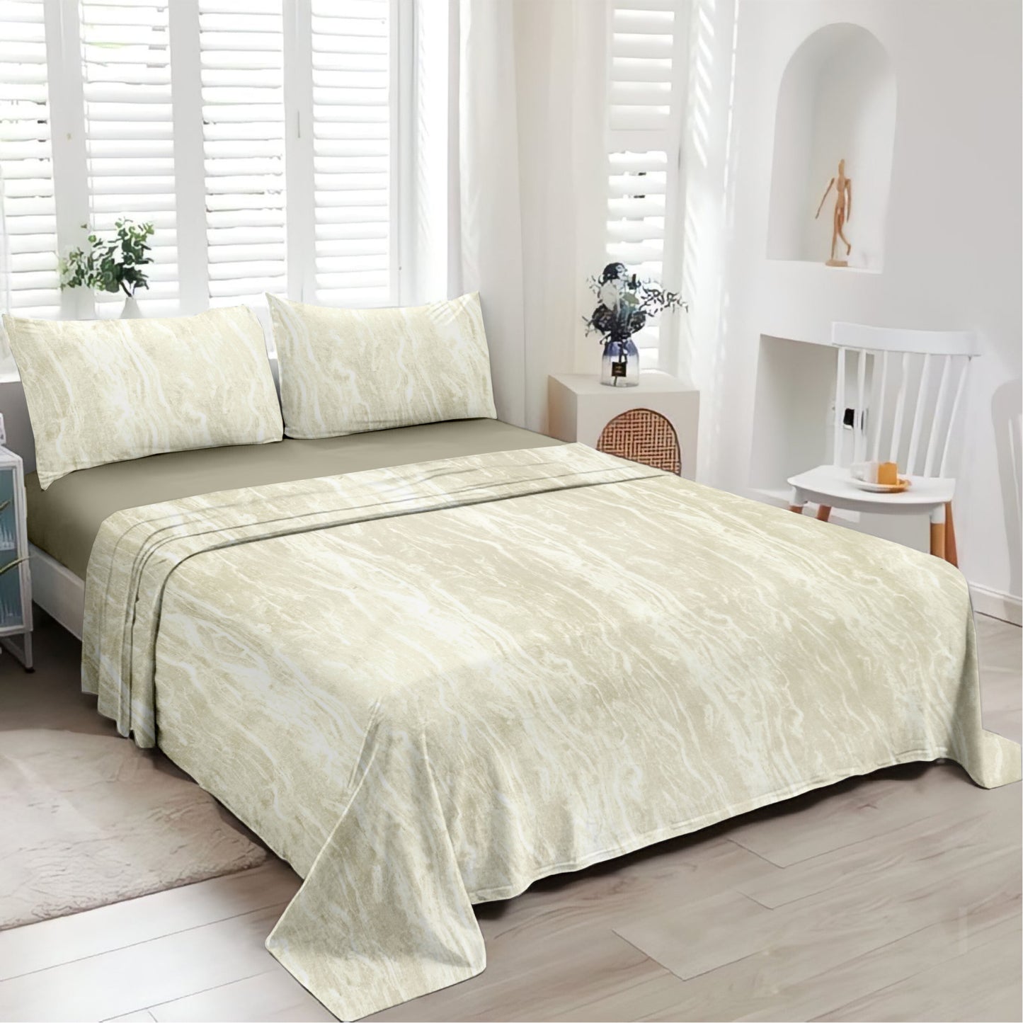 Marble (Lemon) The Elegance Collection - Cotton King Size Bedsheet