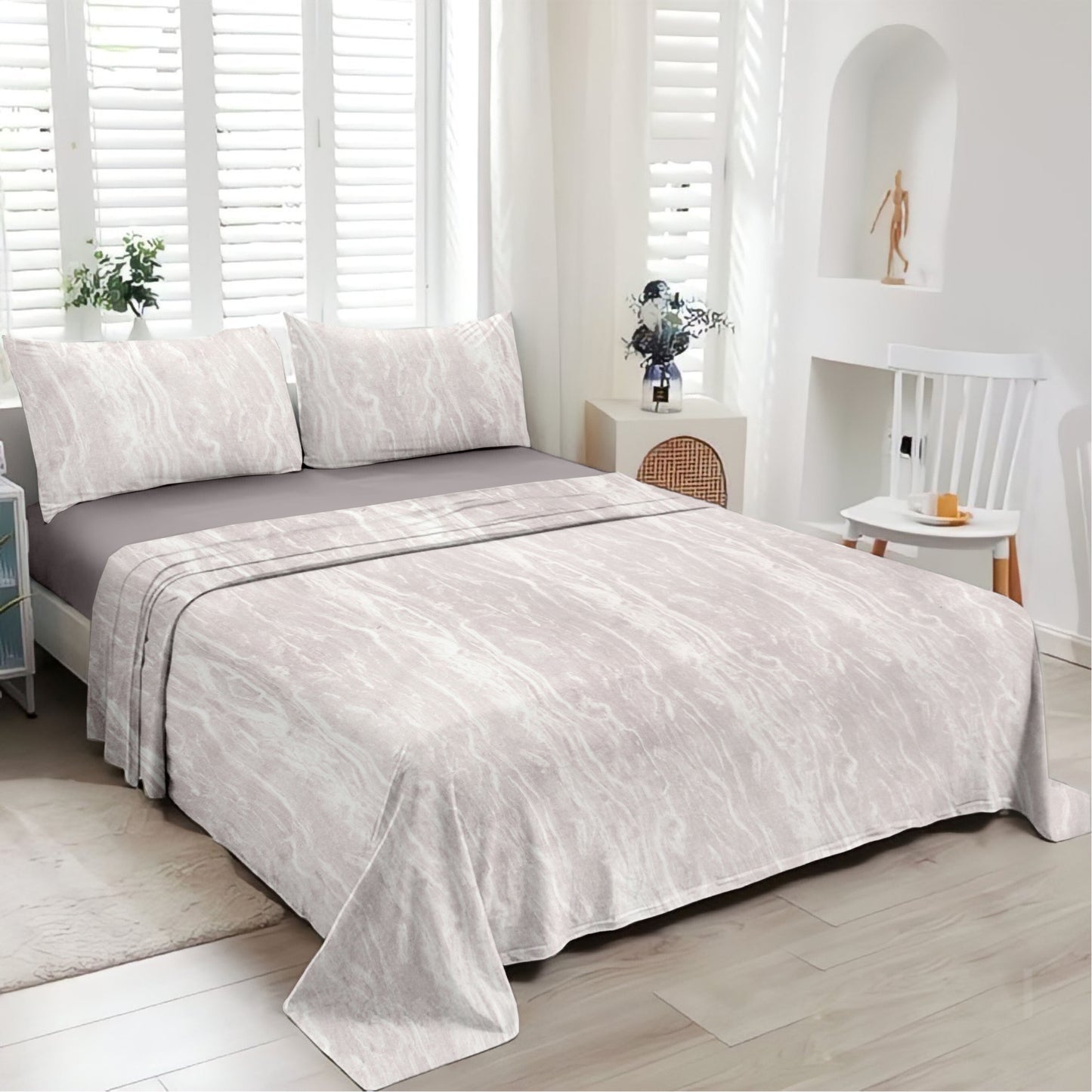 Marble (Lavender) The Elegance Collection - Cotton King Size Bedsheet