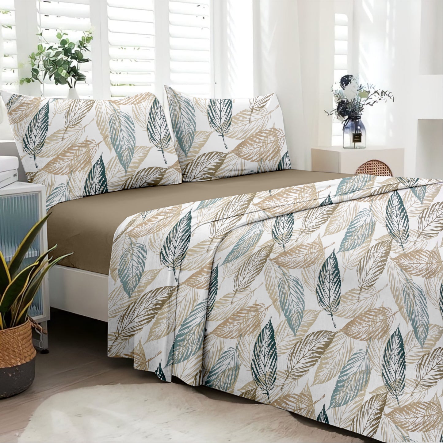 Leafy (Green) The Elegance Collection Cotton King Size Bedsheet