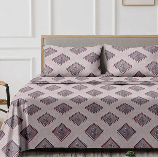 Diamond (Purple) The Classic Collection Cotton Queen Size Bedsheet