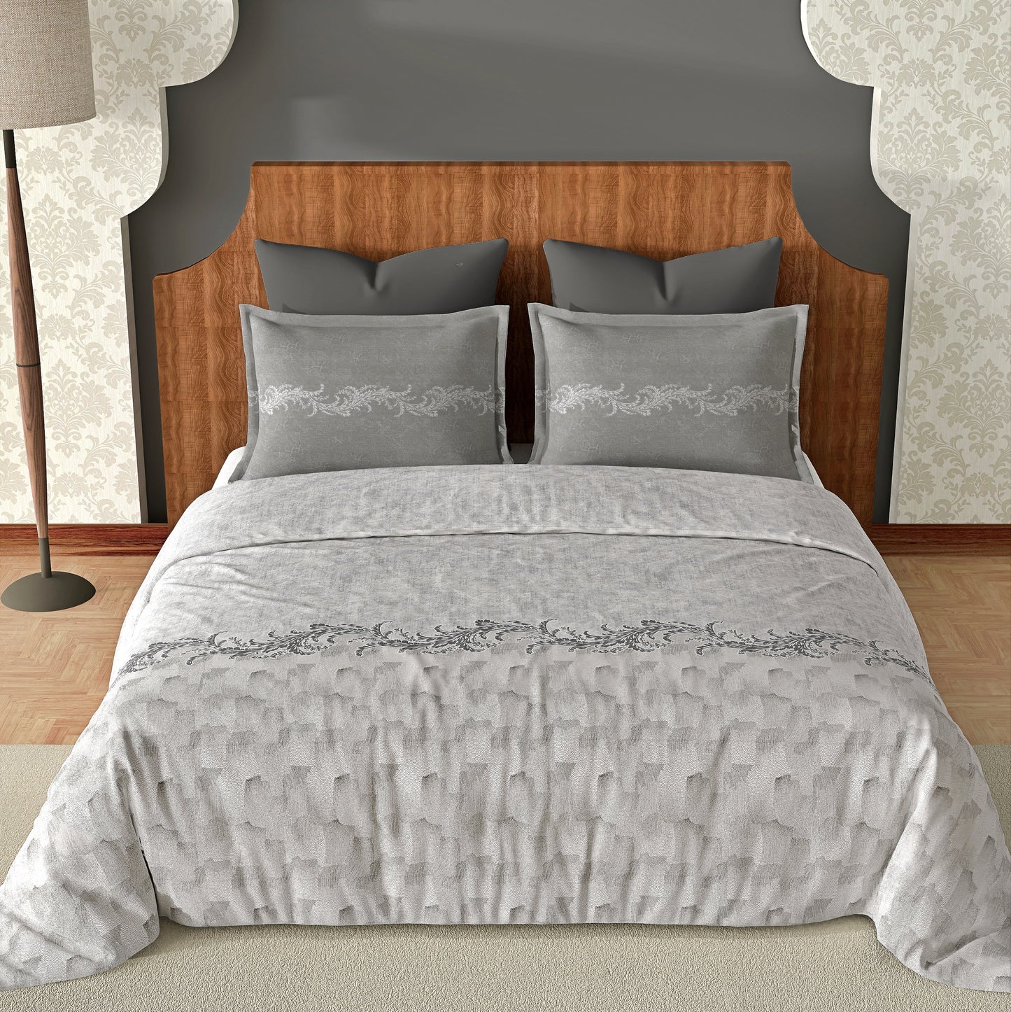 Grace (Grey) The Imperial Collection Cotton King Size Bedsheet