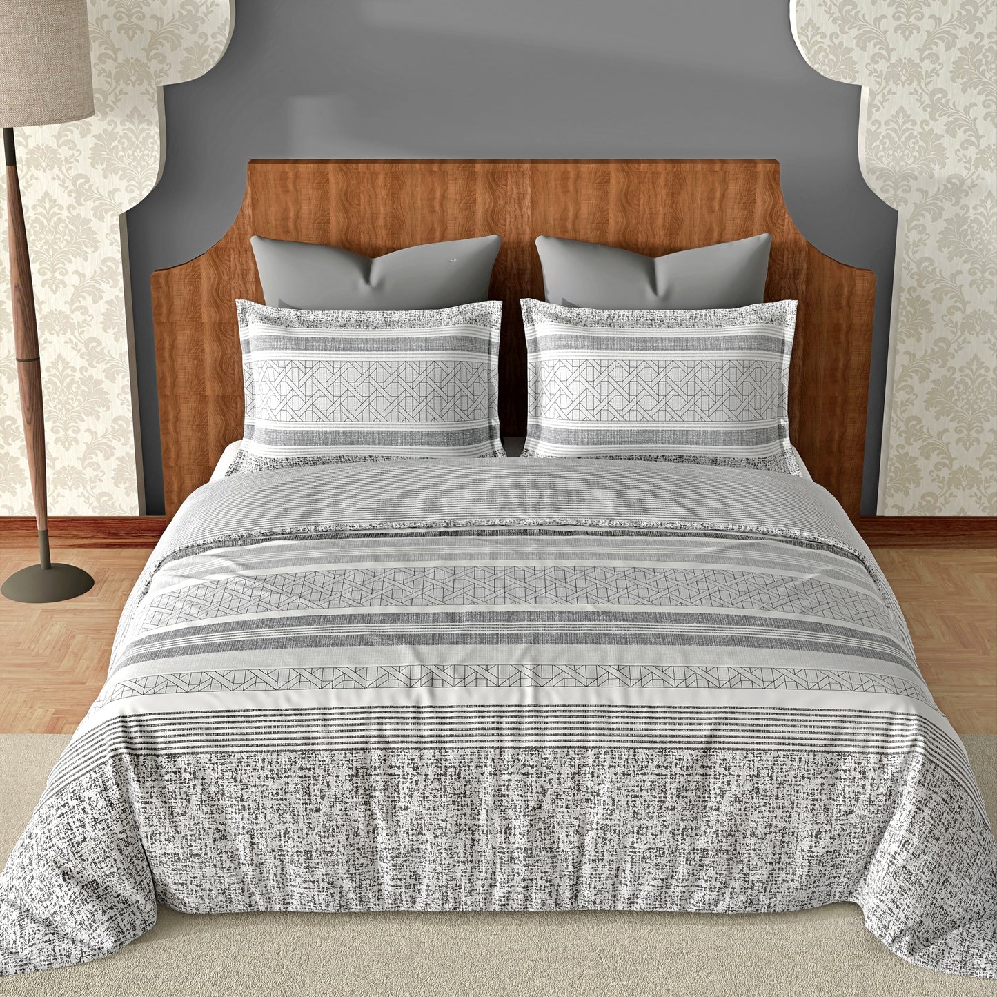 Strata (Grey) The Imperial Collection Cotton King Size Bedsheet