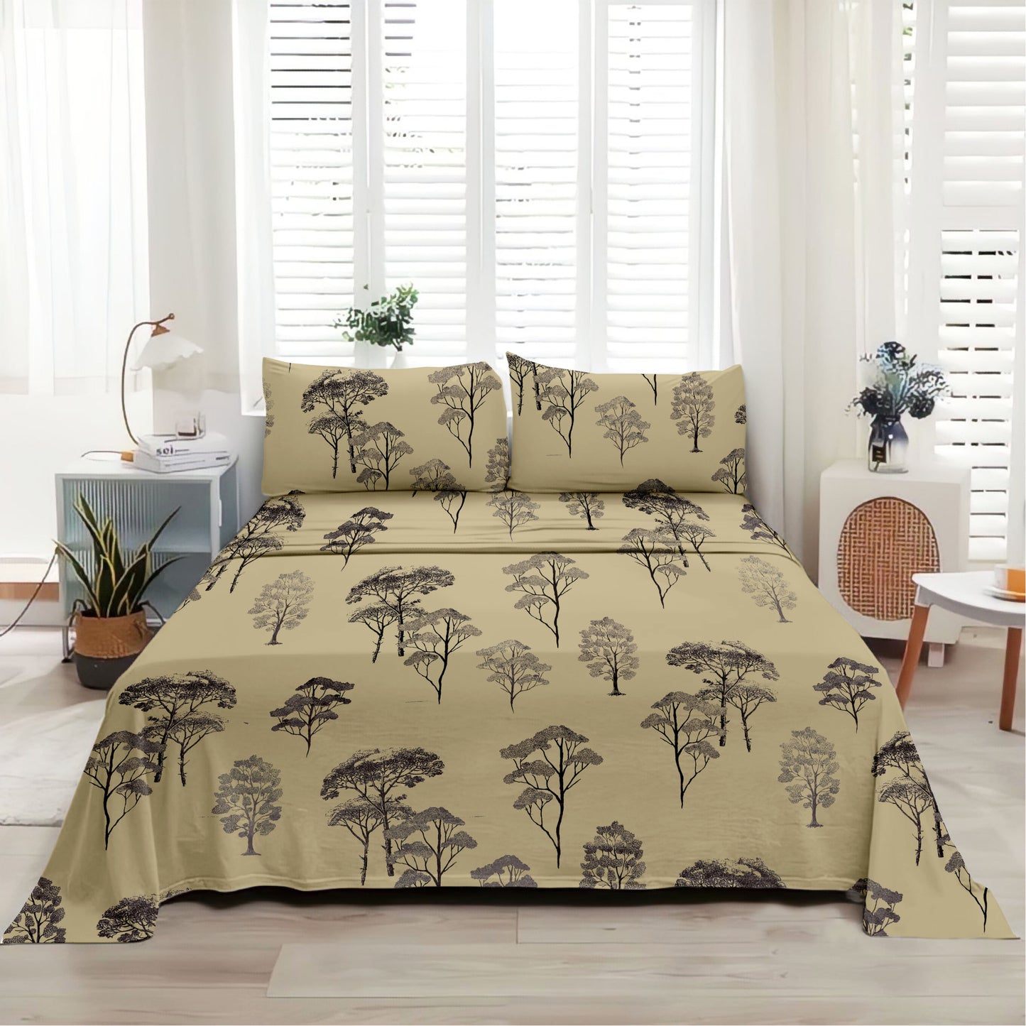 Woodland (Ochre) The Elegance Collection - Cotton King Size Bedsheet