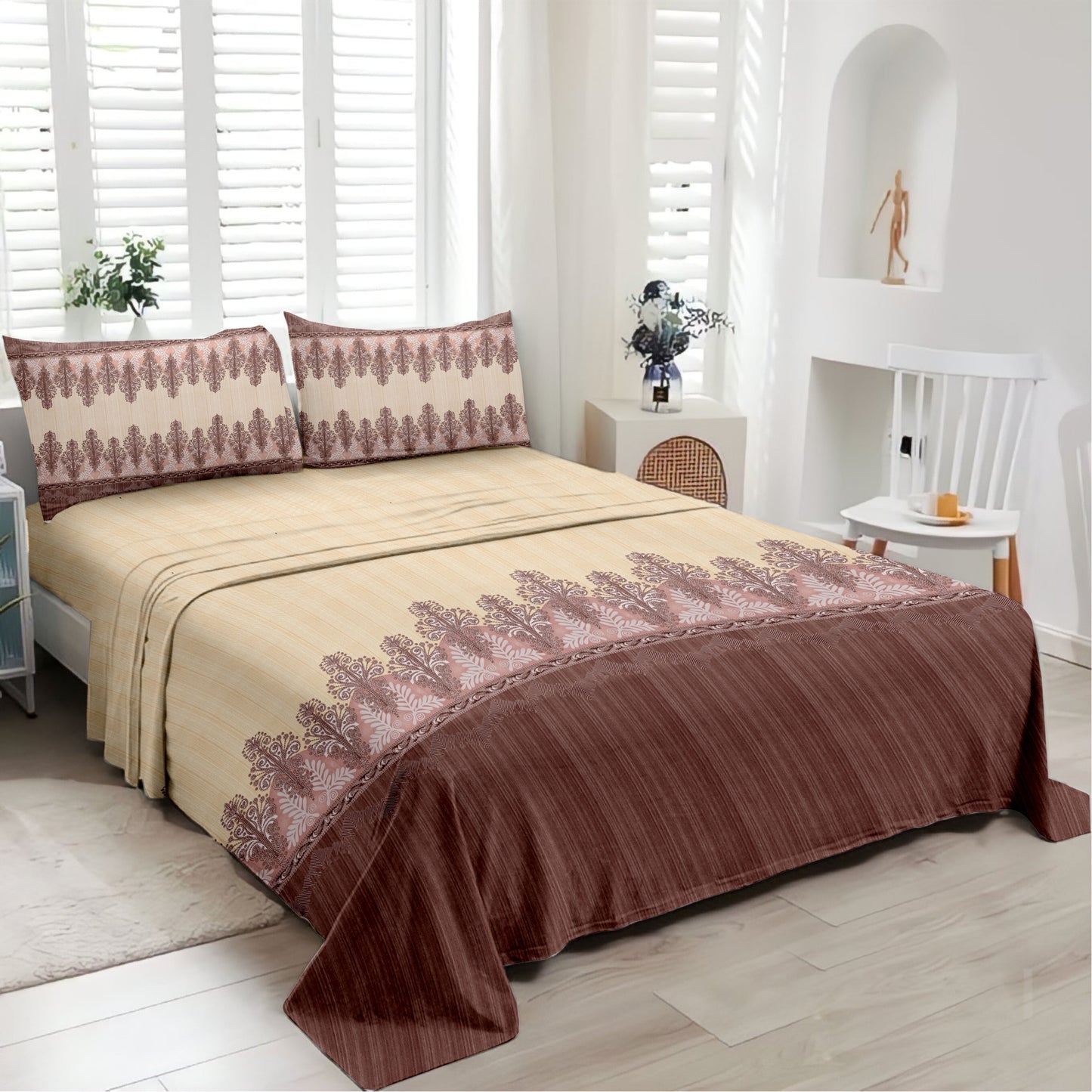 Legacy (Maroon) The Royal Lux Collection Cotton King Size Bedsheet